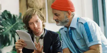 Wes Anderson no set de um de seus filmes