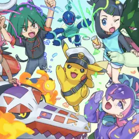 Arte de Pokémon: Horizontes em celebração ao 30º aniversário da franquia, ilustrada por Rei Yamazaki