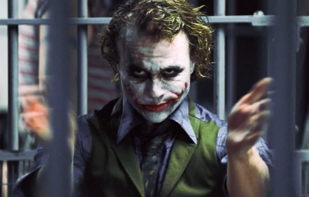 Heath Ledger como Coringa em Batman: O Cavaleiro das Trevas