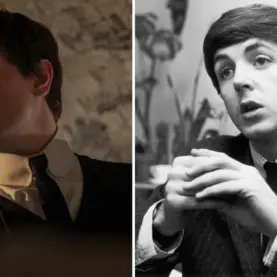Paul Mescal caracterizado como Paul McCartney, dos Beatles