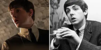 Paul Mescal caracterizado como Paul McCartney, dos Beatles