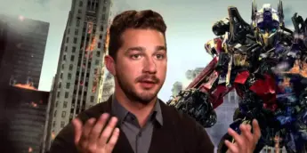 Shia LaBeouf enquanto promovia um dos filmes de Transformers