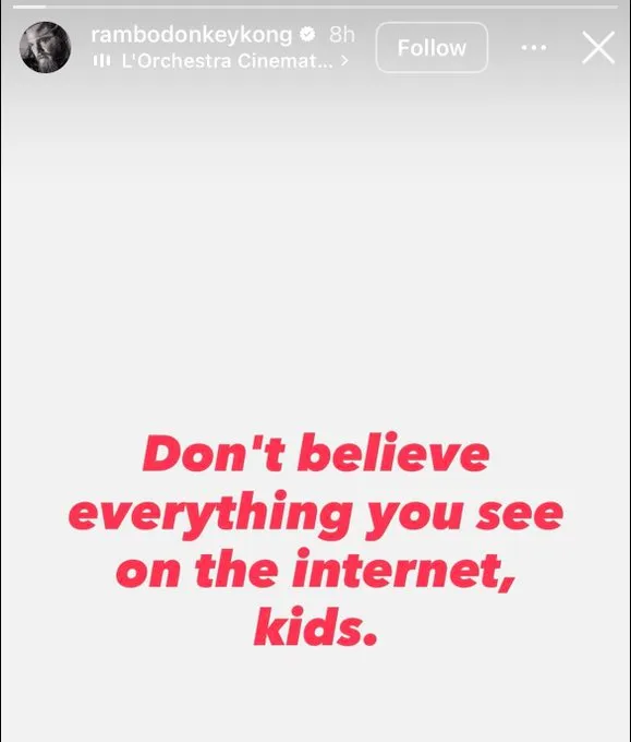Mensagem de Ryan Hurst, de God of War, nos Stories do Instagram