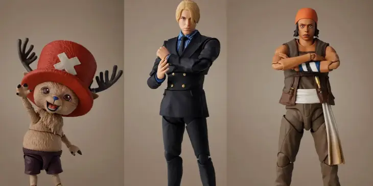 Figuras de Chopper, Sanji e Usopp de One Piece: A Série