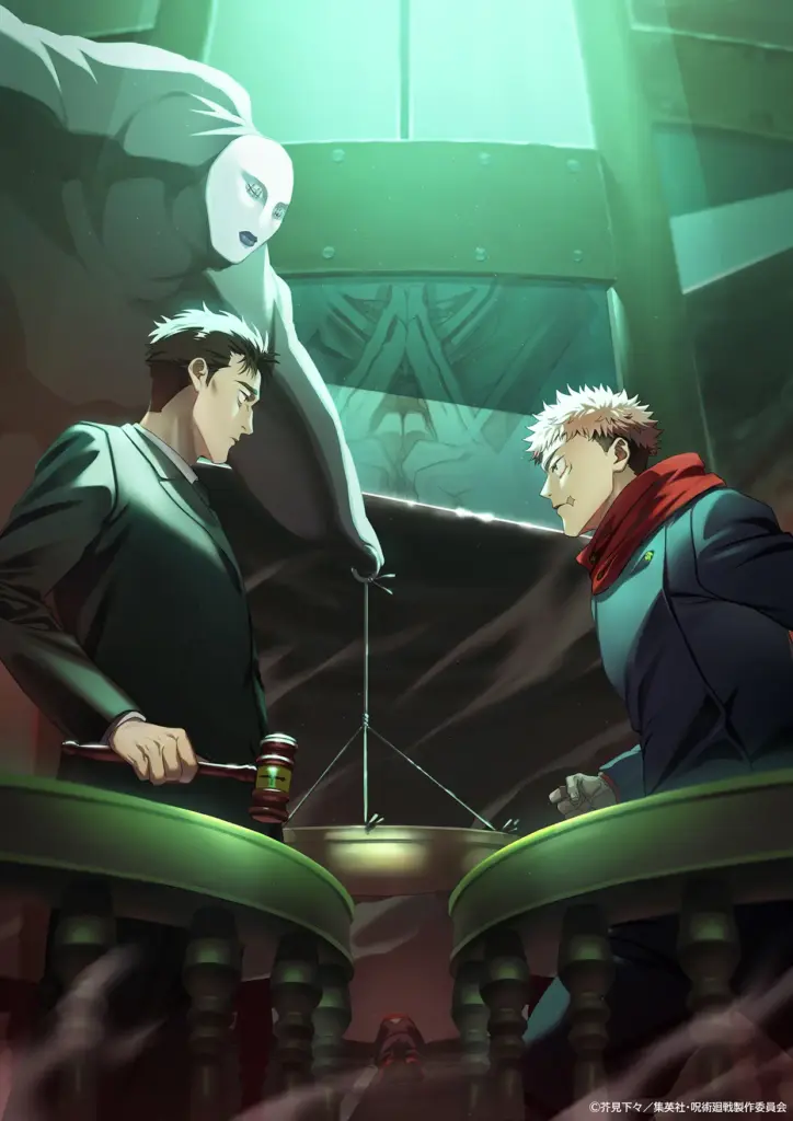 Ilustração de Jujutsu Kaisen para o AnimeJapan 2026 destacando Yuji Itadori e Hiromi Higuruma