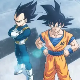 Vegeta e Goku em anúncio de Dragon Ball Super: The Galactic Patrol