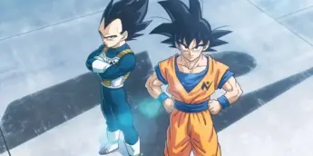 Vegeta e Goku em anúncio de Dragon Ball Super: The Galactic Patrol