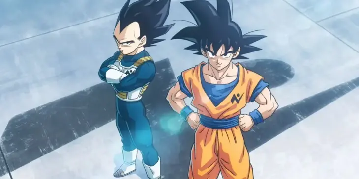 Vegeta e Goku em anúncio de Dragon Ball Super: The Galactic Patrol