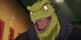 Caiman em cena da adaptação em anime de Dorohedoro