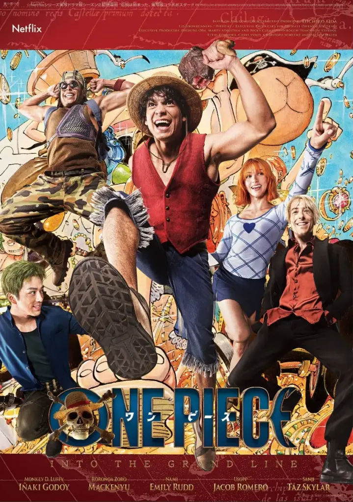 Elenco da série live-action de One Piece recriando capa do Volume 12 do mangá 