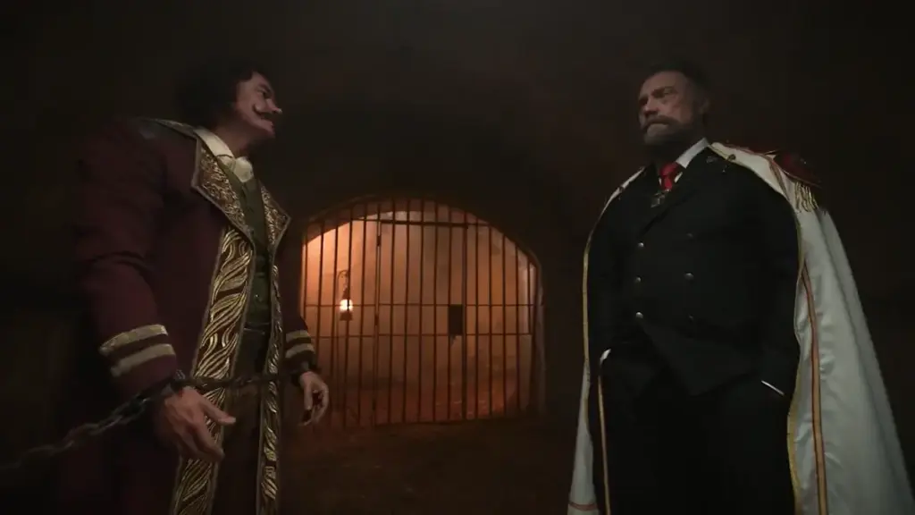 Roger (Michael Dorman) e Garp (Vincent Regan) em cena da 2ª temporada de One Piece: A Série