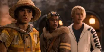 Luffy (Iñaki Godoy), Usopp (Jacob Romero) e Sanji (Taz Skylar) em One Piece: A Série