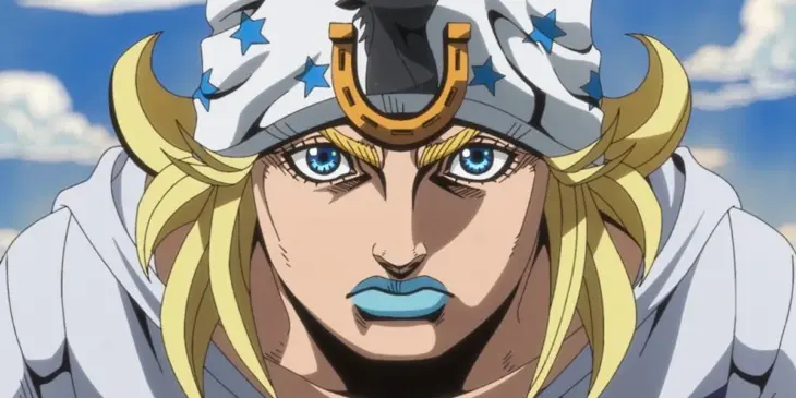 Johnny Joestar em cena do Episódio 1 de JoJo's Bizarre Adventure: Steel Ball Run
