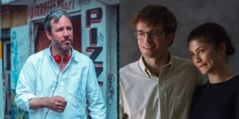 O diretor Denis Villeneuve e os atores Robert Pattinson e Zendaya em O Drama