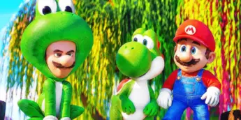 Yoshi com Mario e Luigi em Super Mario Galaxy O Filme