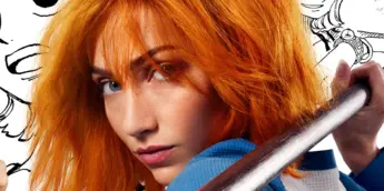 Emily Rudd como Nami em cartaz individual da 2ª temporada de One Piece: A Série