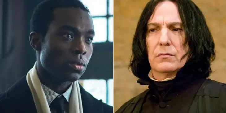 Paapa Essiedu, o novo Severo Snape, e Alan Rickman, o intérprete original do personagem no cinema