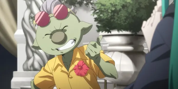 Gobta em cena do filme That Time I Got Reincarnated as a Slime o Filme: Lágrimas do mar azul-celeste