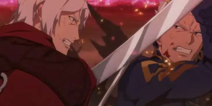 Dante contra Vergil em cena da 2ª temporada de Devil May Cry