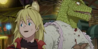 Nikaido e Caiman em cena do Episódio 14 de Dorohedoro