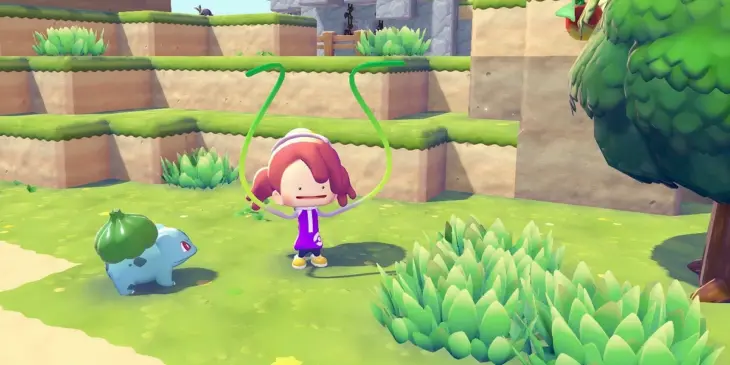 Ditto e Bulbassauro em Pokémon Pokopia