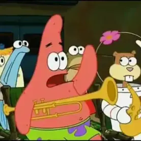 Patrick perguntando se a maionese é um instrumento em um episódio de Bob Esponja
