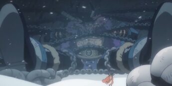 Luffy e Loki em cena de One Piece: Arco de Elbaf