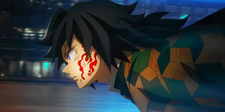 Giyu Tomioka em cena de Demon Slayer: Castelo Infinito