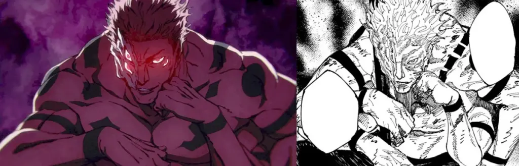 Comparativo entre versões de Sukuna na Era Heian no mangá vs. anime