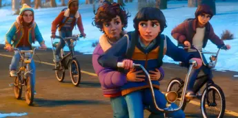 Personagens de Stranger Things Histórias de 85 curtindo o inverno de Hawkins