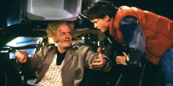 Marty e Emmett Brown em De Volta Para o Futuro