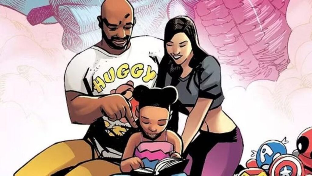 Jessica Jones e Luke Cage com sua filha