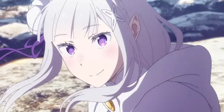 Emilia em cena da abertura da 4ª temporada de Re:ZERO -Starting Life In Another World-