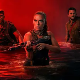 Scarlett Johansson, Mahershala Ali e Jonathan Bailey em Jurassic World: Recomeço