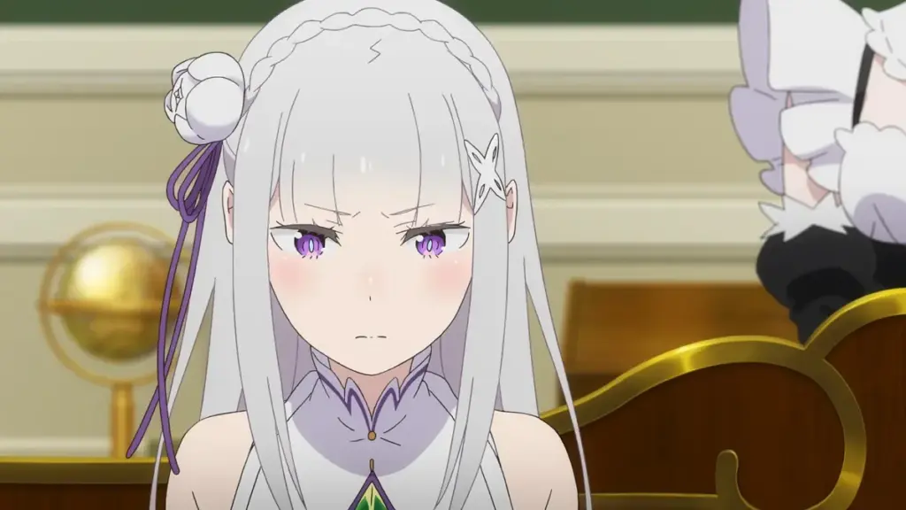 Emilia em cena da 4ª temporada de Re:ZERO -Starting Life in Another World-