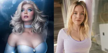 A personagem Emma Frost e a atriz Sydney Sweeney