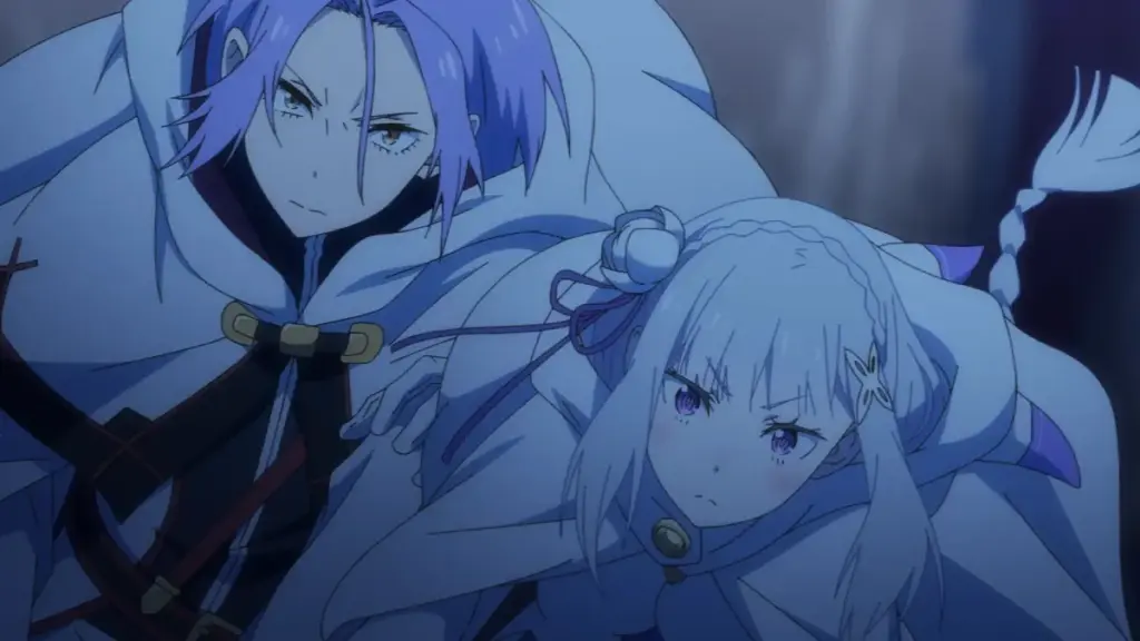Julius e Emilia em cena do Episódio 68 de Re:ZERO -Starting Life in Another World-
