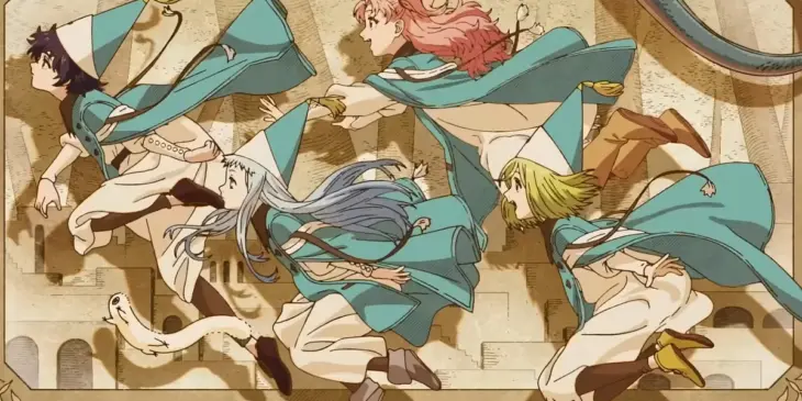 Aprendizes de Qifrey na abertura de Witch Hat Atelier