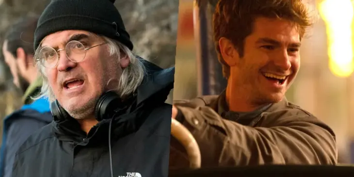 O diretor Paul Greengrass e o ator Andrew Garfield