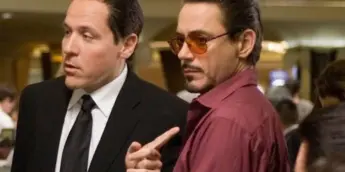 Jon Favreau e Robert Downey Jr. em Homem de Ferro