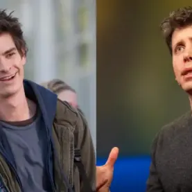 O ator Andrew Garfield e o empresário de tecnologia Sam Altman, um dos criadores da OpenAI, empresa por trás do ChatGPT