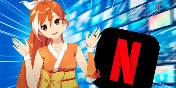 Mascote da Crunchyroll e logo da Netflix