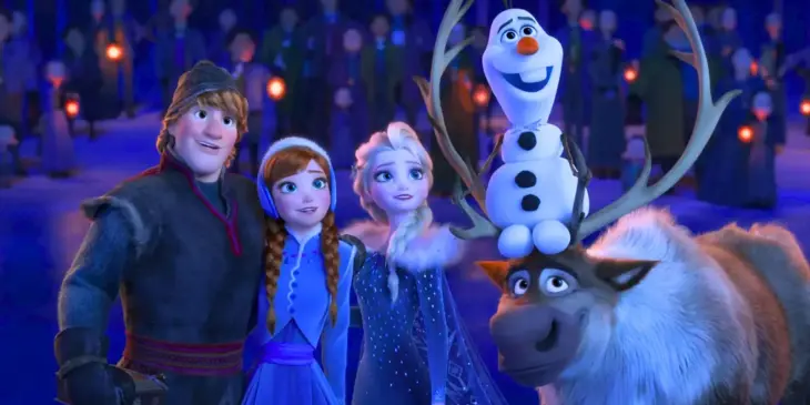 Kristoff, Anna, Elsa e Olaf, de Frozen 3
