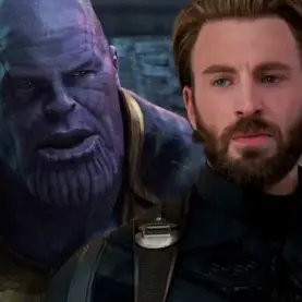 Josh Brolin como Thanos e Chris Evans como Capitão América