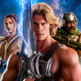 Teela, He-Man e Mentor em Mestres do Universo
