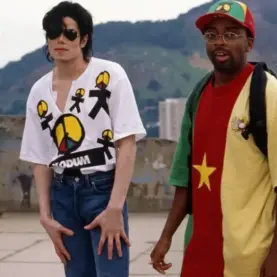 Michael Jackson e Spike Lee nos bastidores das gravações do videoclipe