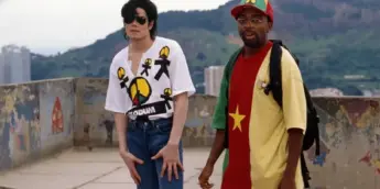 Michael Jackson e Spike Lee nos bastidores das gravações do videoclipe 