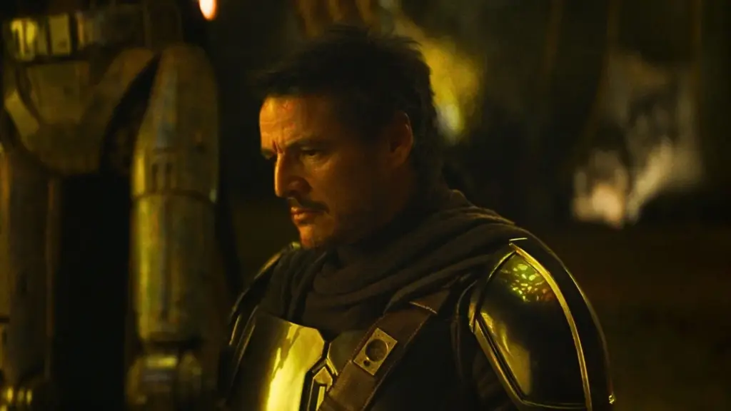 Pedro Pascal em O Mandaloriano e Grogu, filme de Star Wars