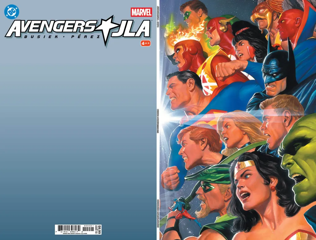 Arte de Alex Ross para Vingadores vs Liga da Justiça, para a Marvel