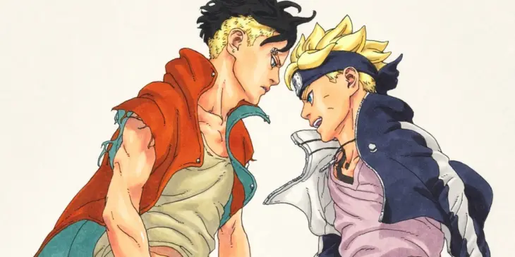 Kawaki e Boruto em ilustração por Mikio Ikemoto